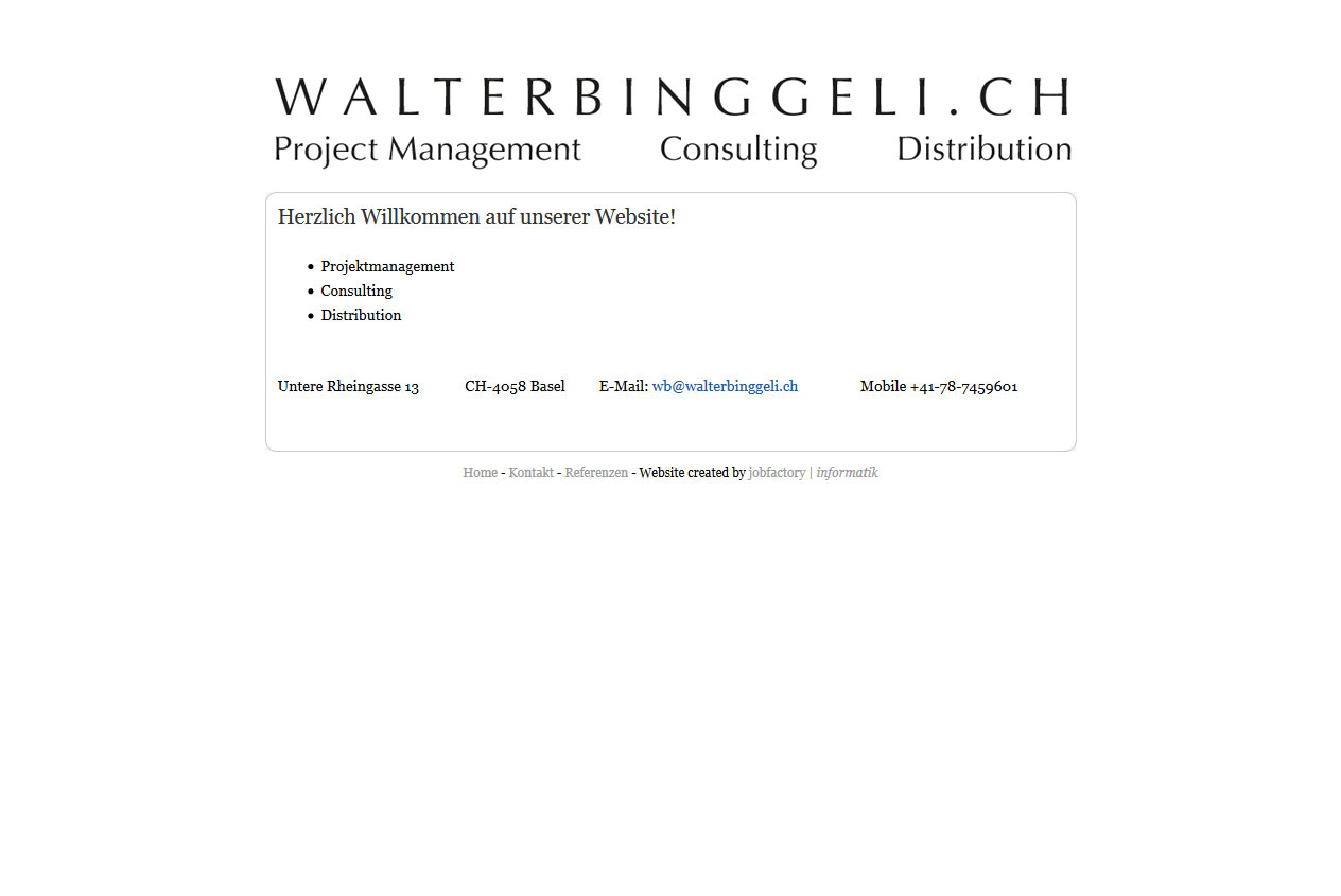 WALTERBINGGELI.CH - Projektmanagement - Consulting - Distribution